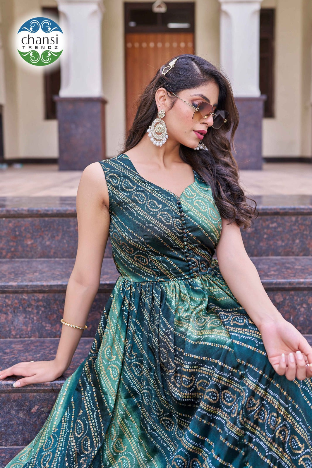 Ct-443 Maya Chansi Trendz Chinon One Piece Gown