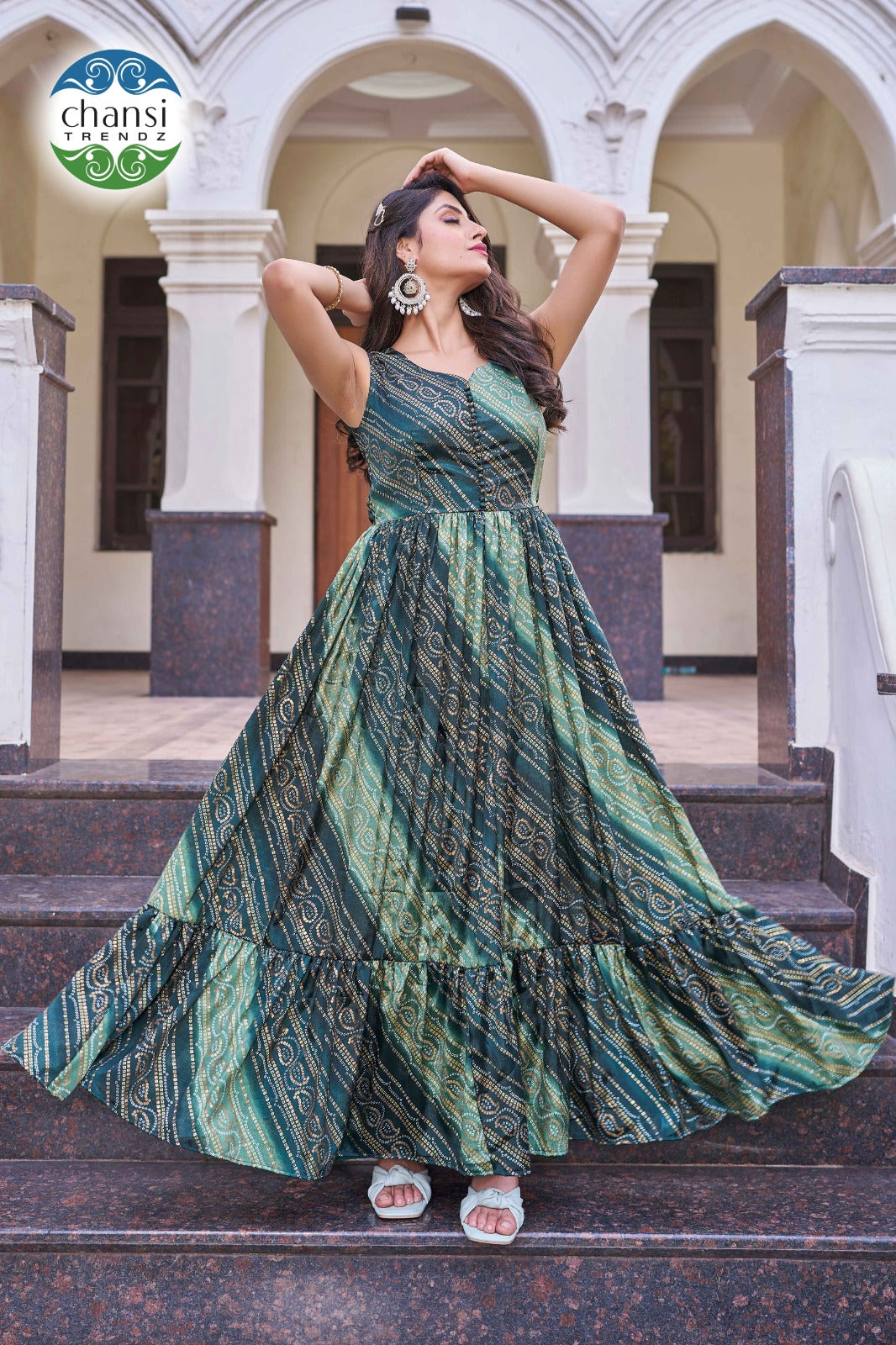 Ct-443 Maya Chansi Trendz Chinon One Piece Gown