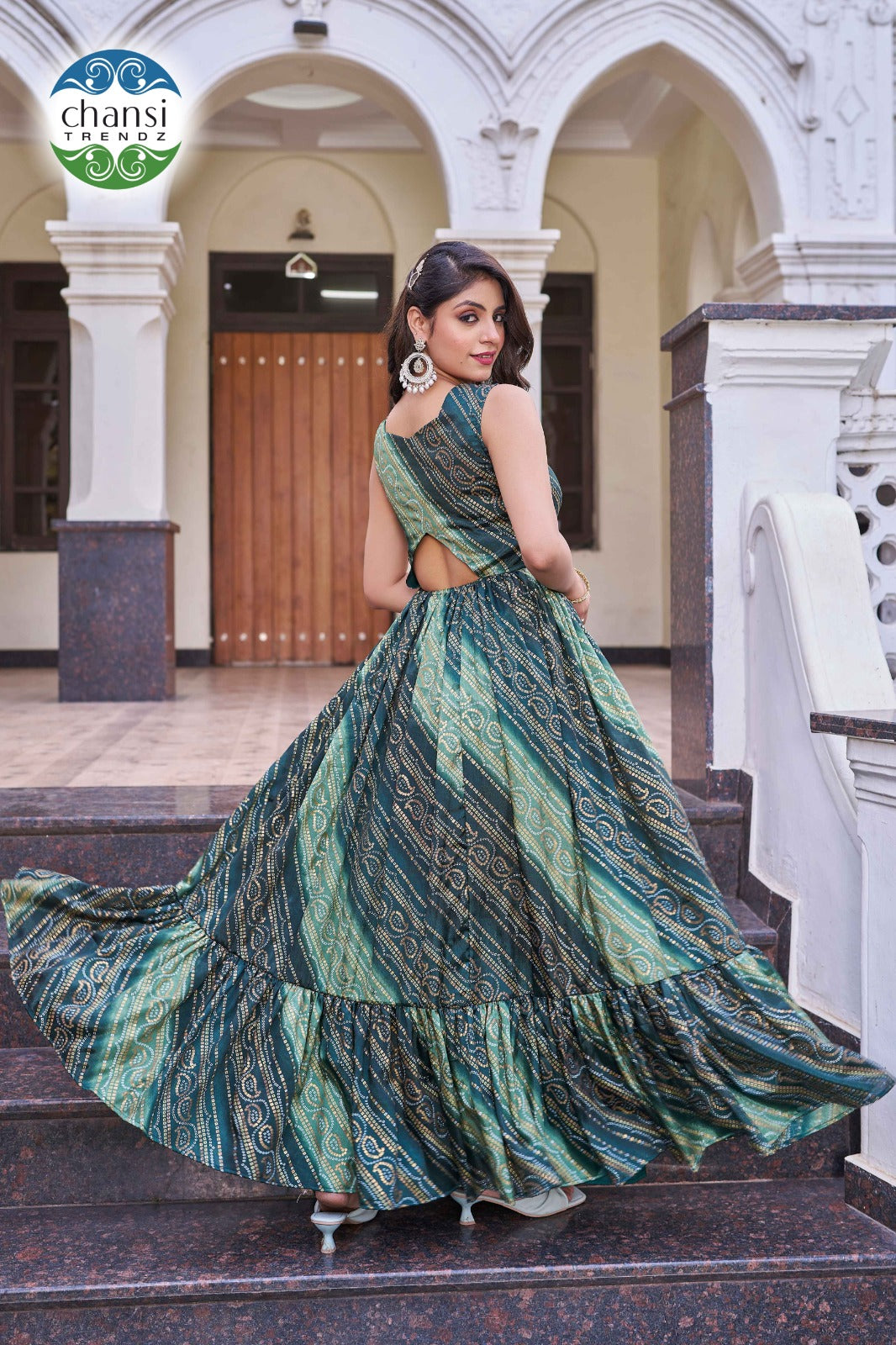 Ct-443 Maya Chansi Trendz Chinon One Piece Gown
