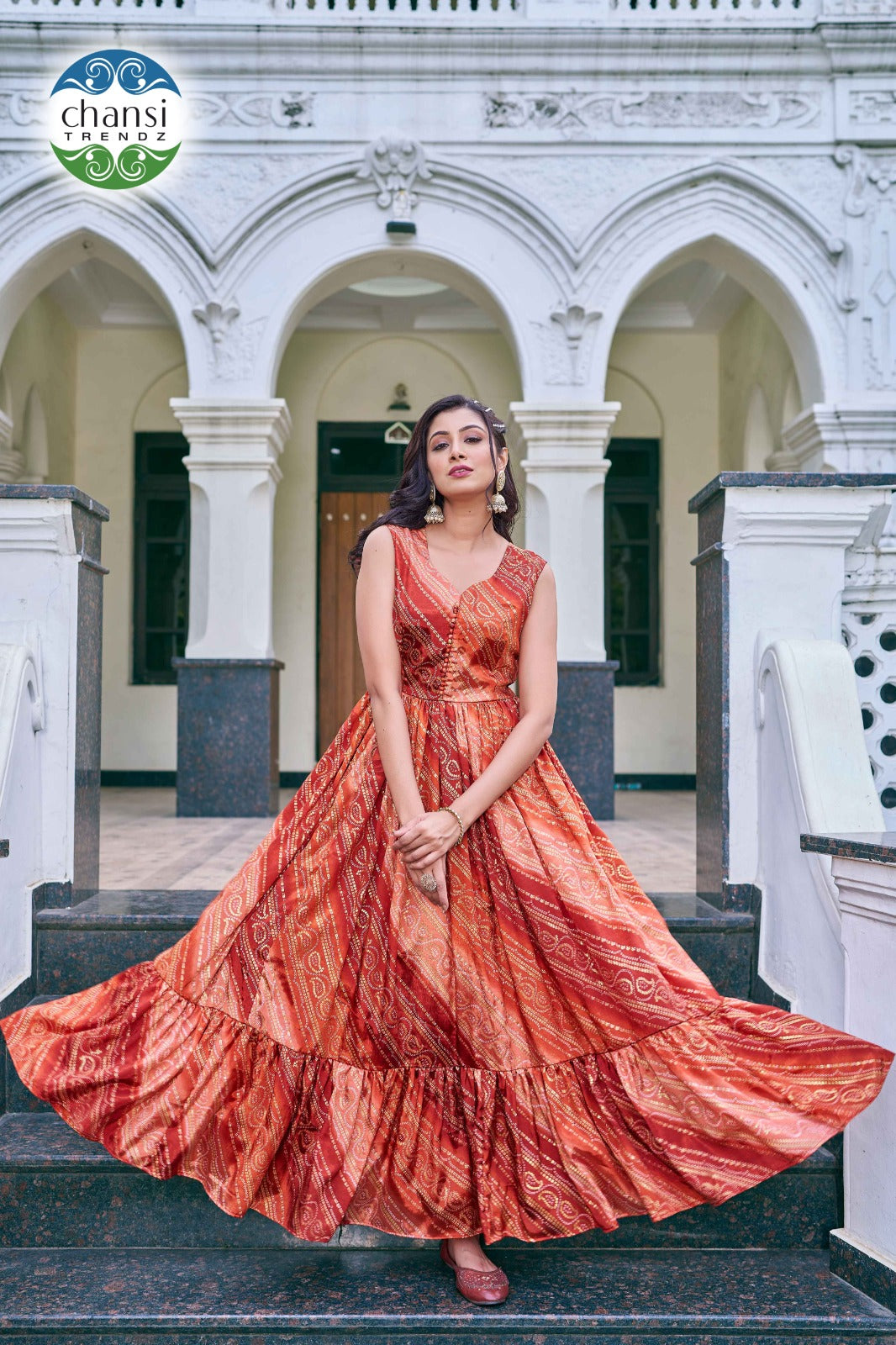 Ct-444 Maya Chansi Trendz Chinon One Piece Gown