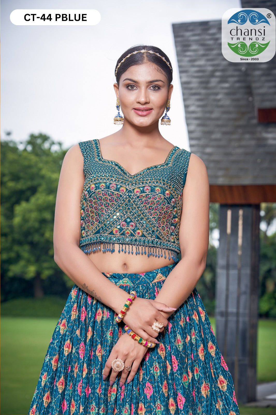 Ct-44 Pblue Chansi Trendz Digital Print Readymade Lehenga Choli
