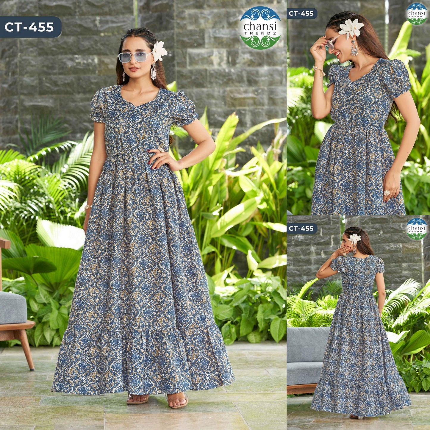 Ct-455 Srikaya Chansi Trendz Poly Cotton One Piece Gown