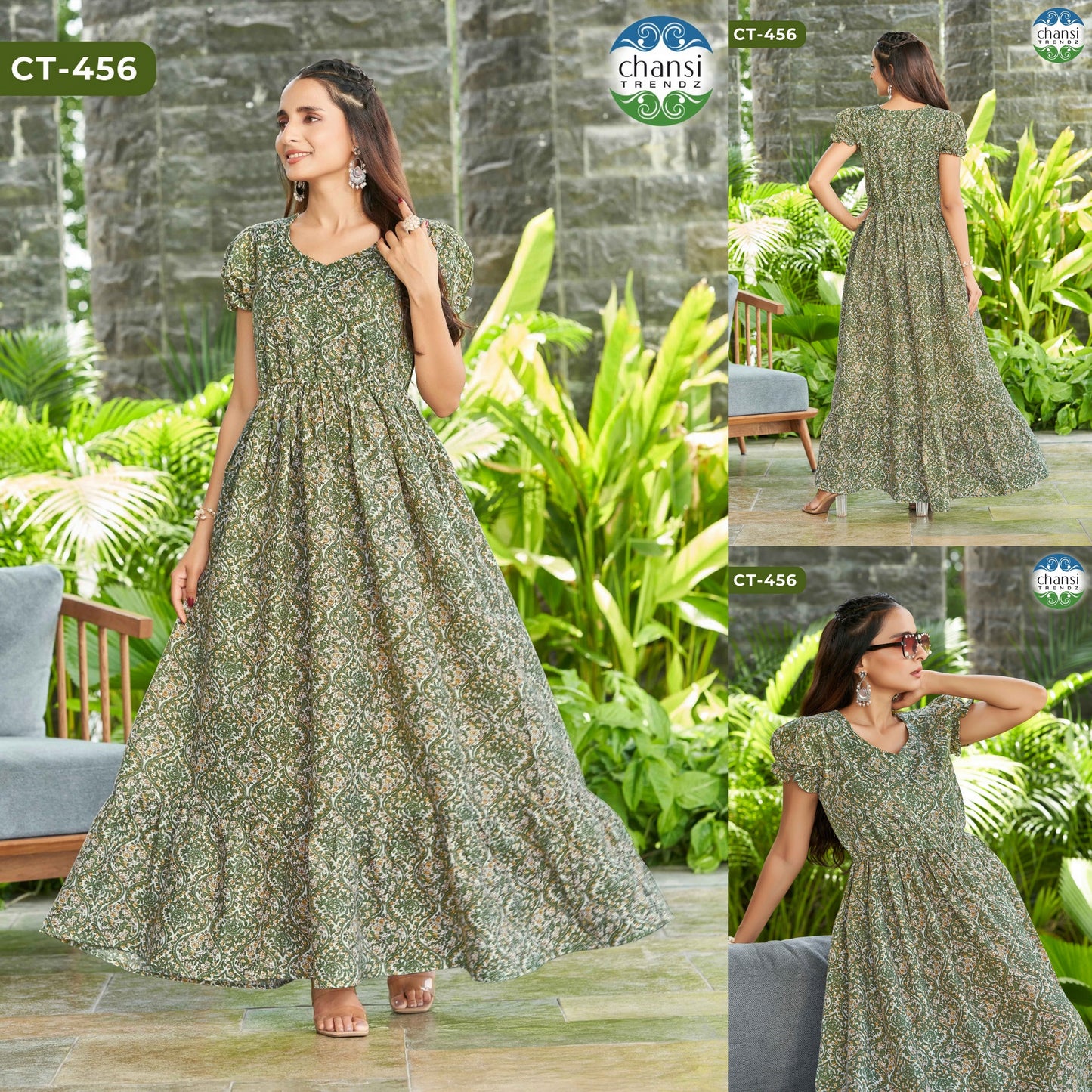 Ct-456 Srikaya Chansi Trendz Poly Cotton One Piece Gown