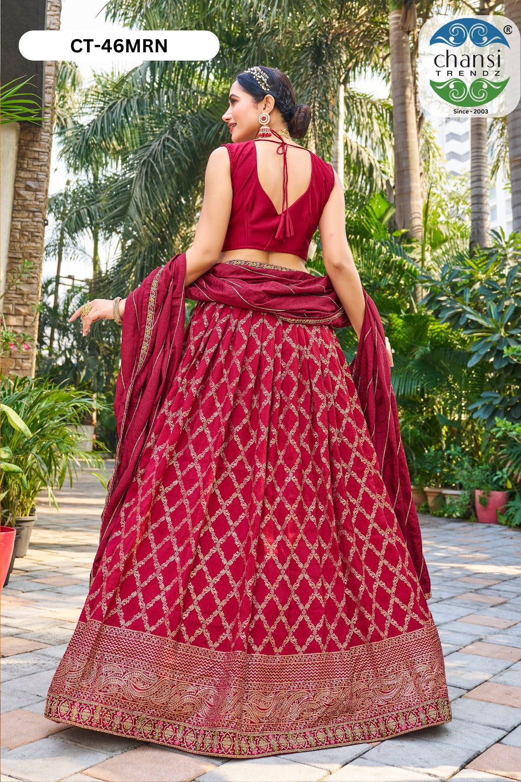 Ct-46 Maroon Chansi Trendz Jacquard Readymade Lehenga Choli