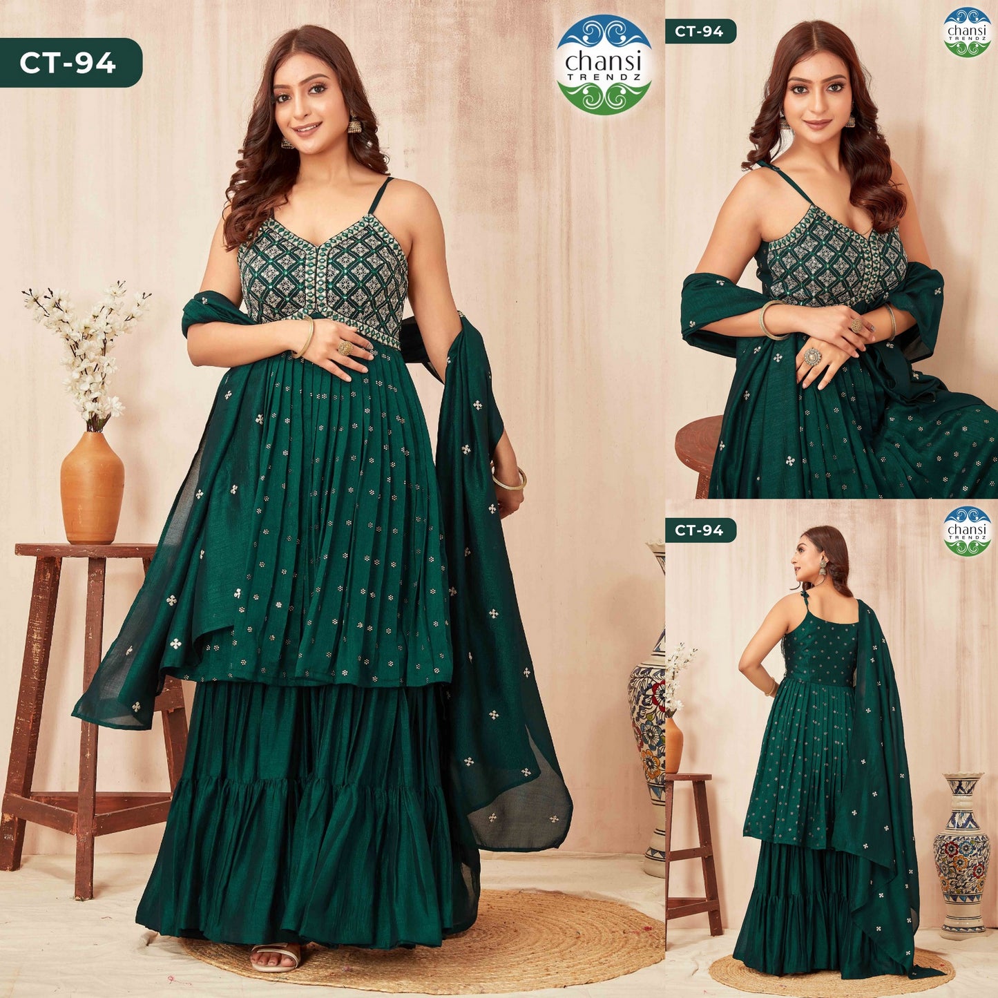Ct-94 Chansi Trendz Vichitra Blooming Readymade Suits