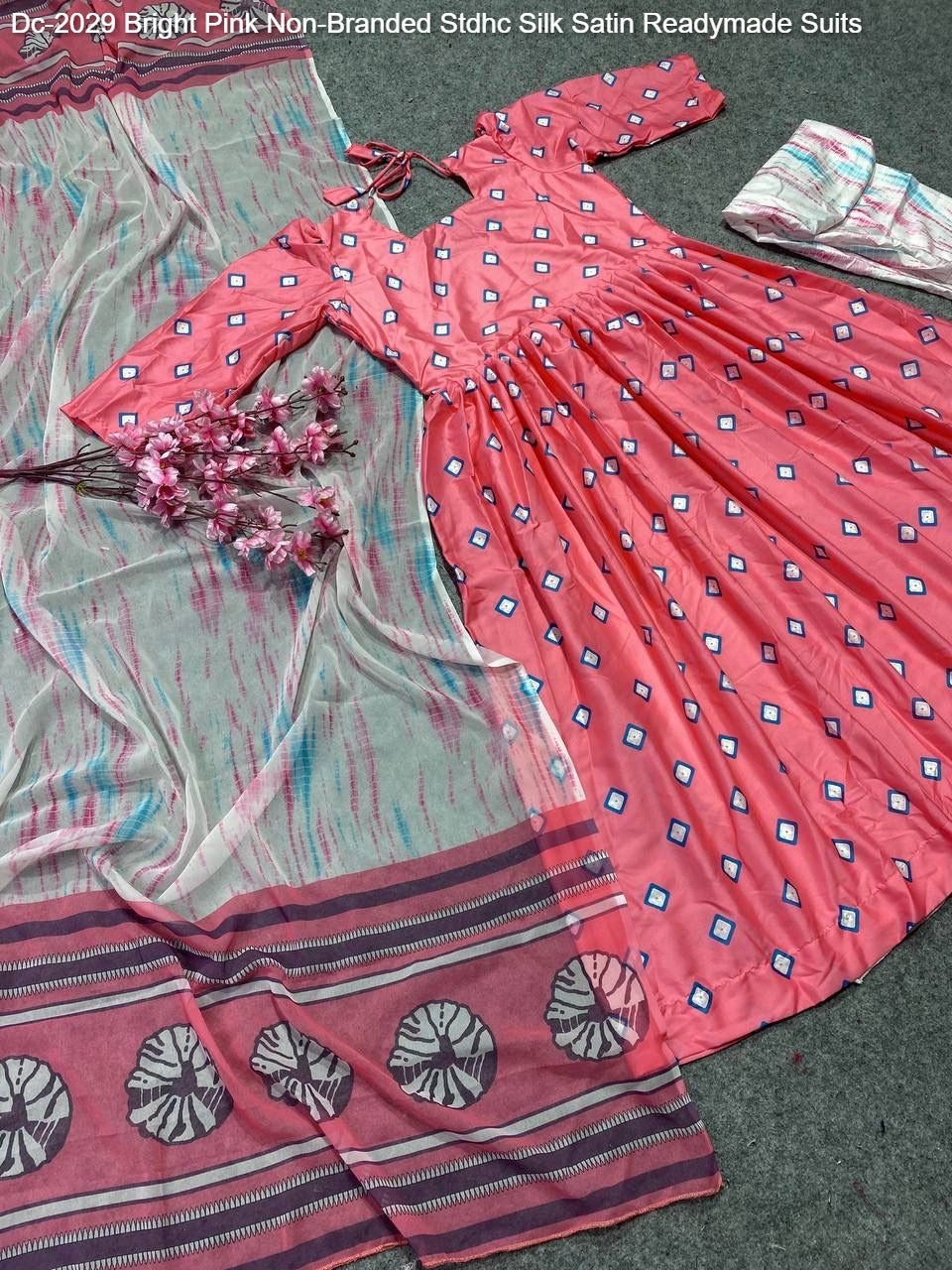 Dc-2029 Bright Pink Non-Branded Stdhc Silk Satin Readymade Suits