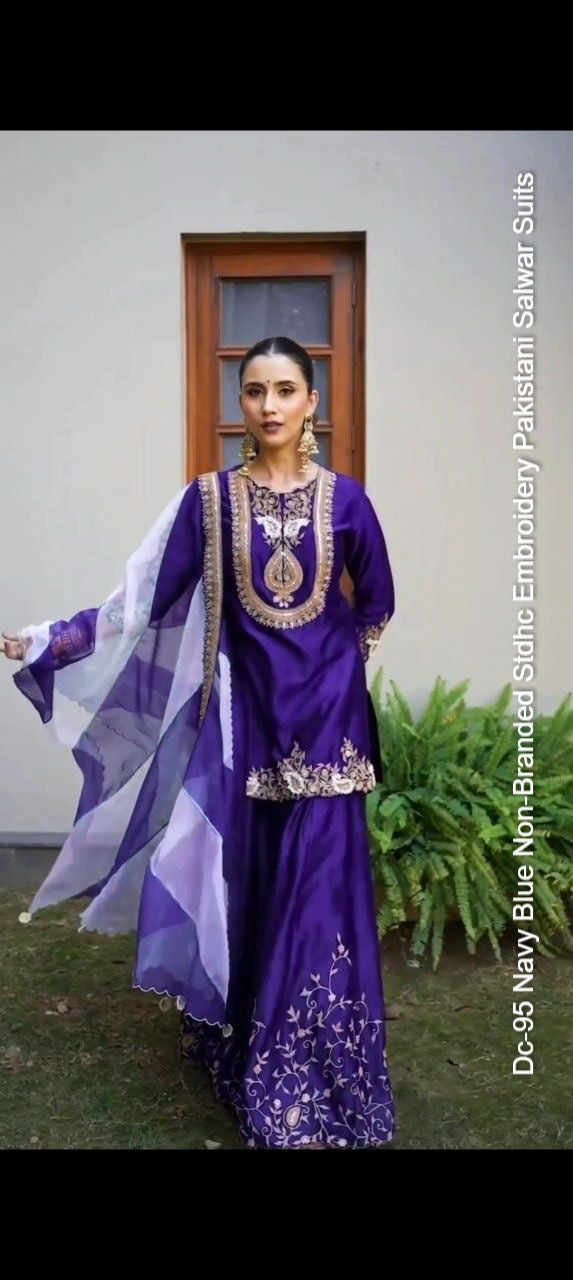 Dc-95 Navy Blue Non-Branded Stdhc Embroidery Pakistani Salwar Suits