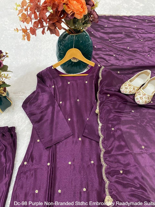 Dc-98 Purple Non-Branded Stdhc Embroidery Readymade Suits