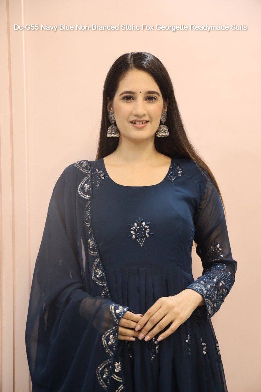 Dc-G55 Navy Blue Non-Branded Stdhc Fox Georgette Readymade Suits