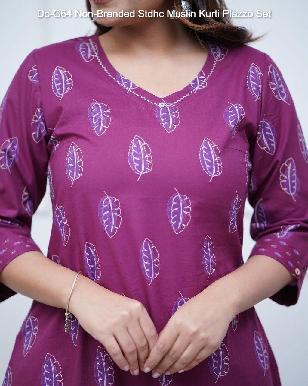 Dc-G64 Non-Branded Stdhc Muslin Kurti Plazzo Set