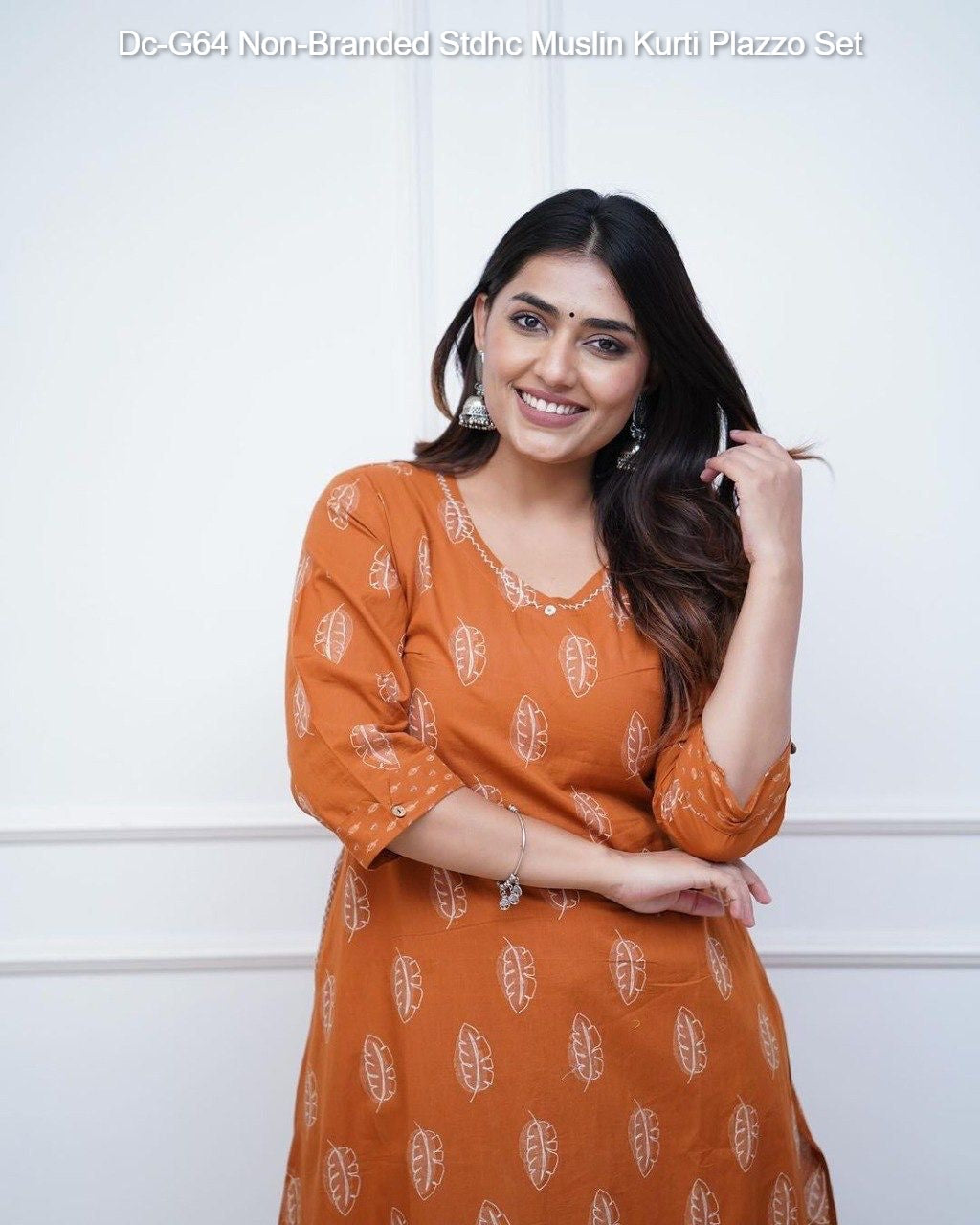 Dc-G64 Non-Branded Stdhc Muslin Kurti Plazzo Set