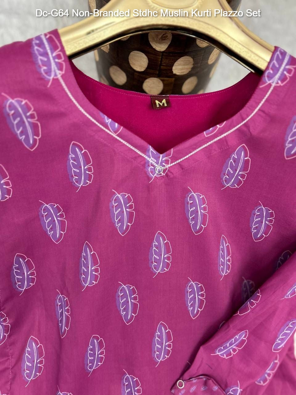 Dc-G64 Non-Branded Stdhc Muslin Kurti Plazzo Set