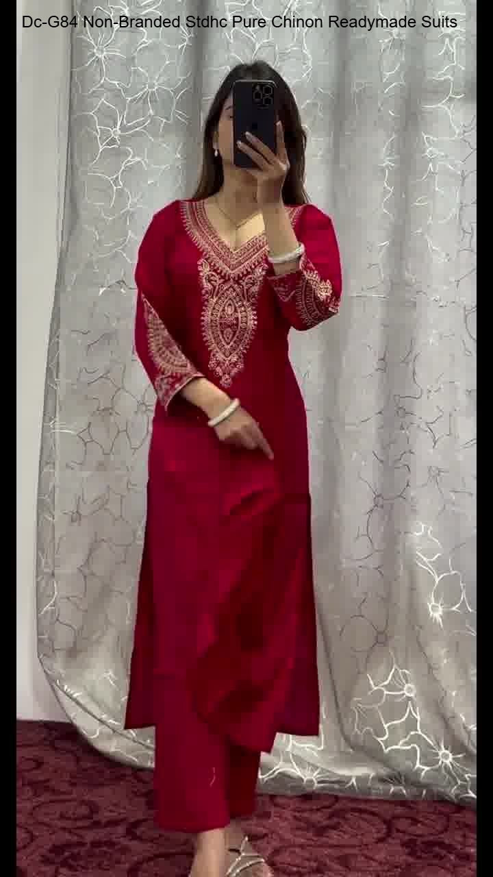 Dc-G84 Red Non-Branded Stdhc Pure Chinon Readymade Suits