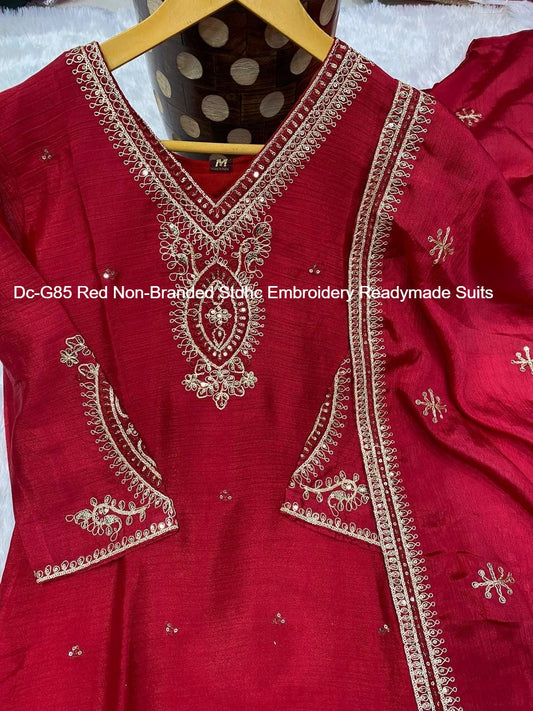 Dc-G85 Red Non-Branded Stdhc Embroidery Readymade Suits