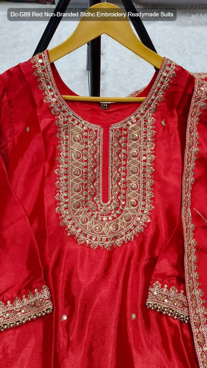 Dc-G89 Red Non-Branded Stdhc Embroidery Readymade Suits