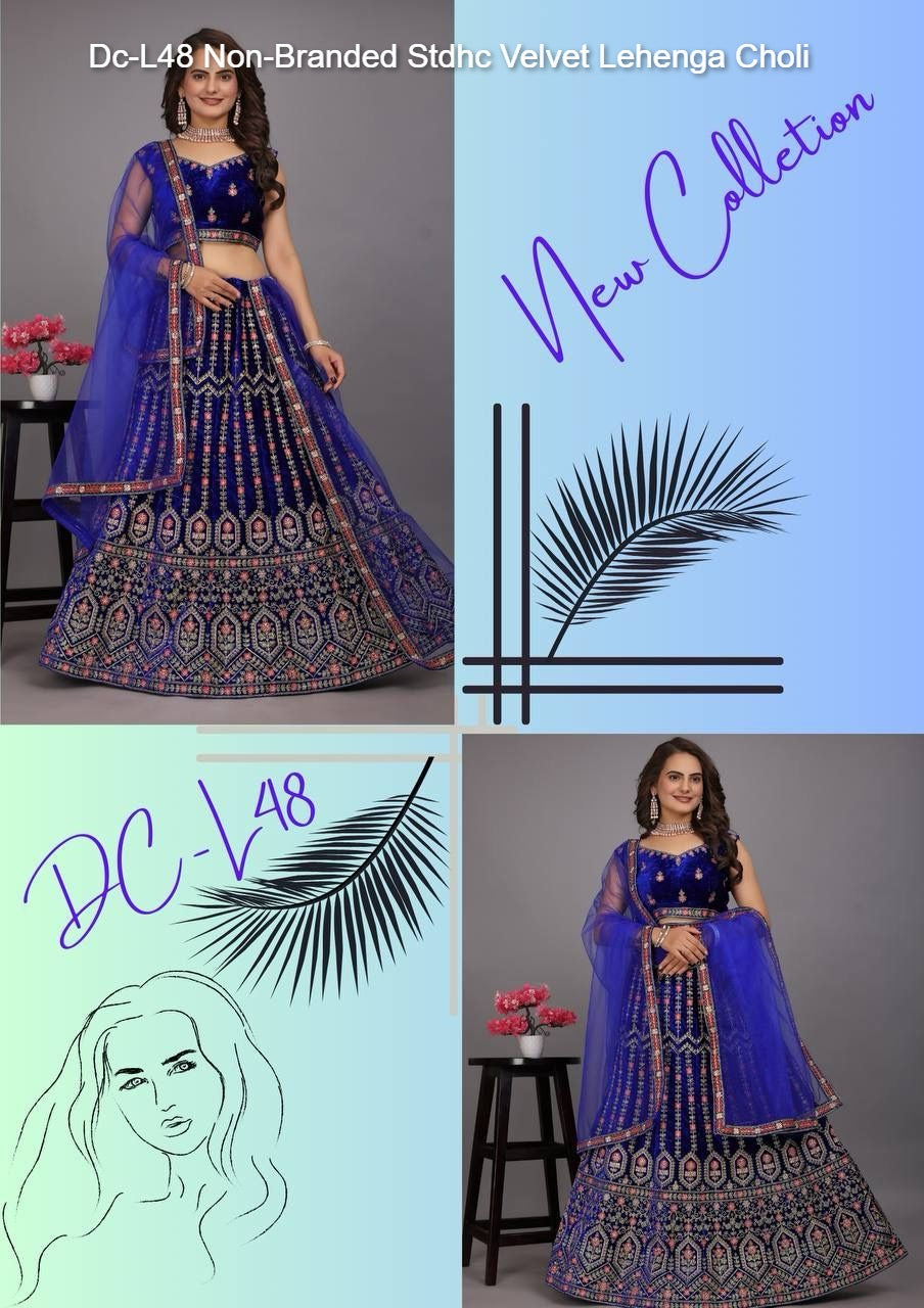 Dc-L48 Non-Branded Stdhc Velvet Lehenga Choli