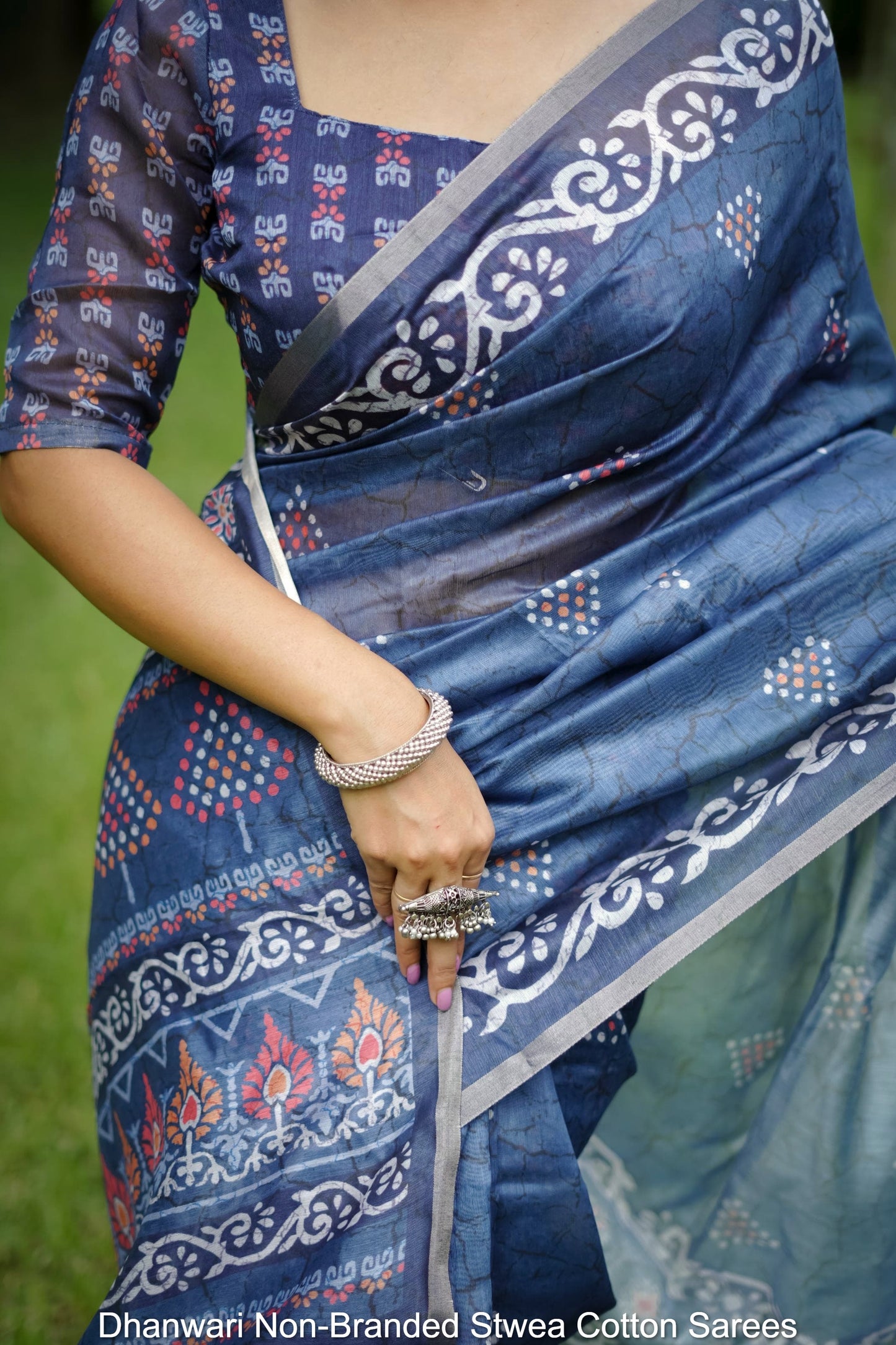 Dhanwari Non-Branded Stwea Cotton Sarees