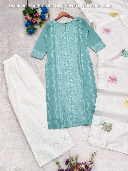 Dhruti Set Non-Branded Stkri Rayon Readymade Suits