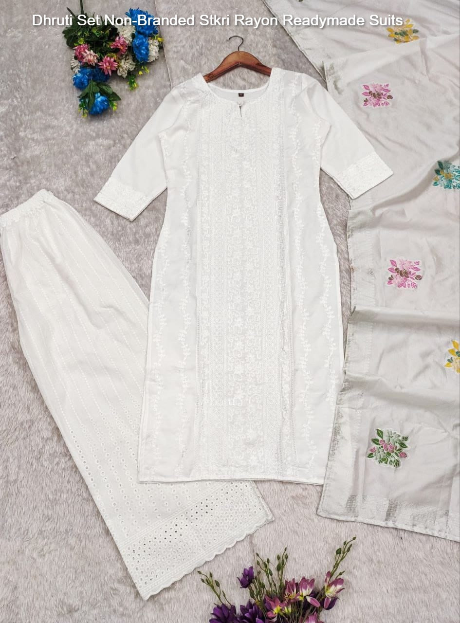 Dhruti Set Non-Branded Stkri Rayon Readymade Suits