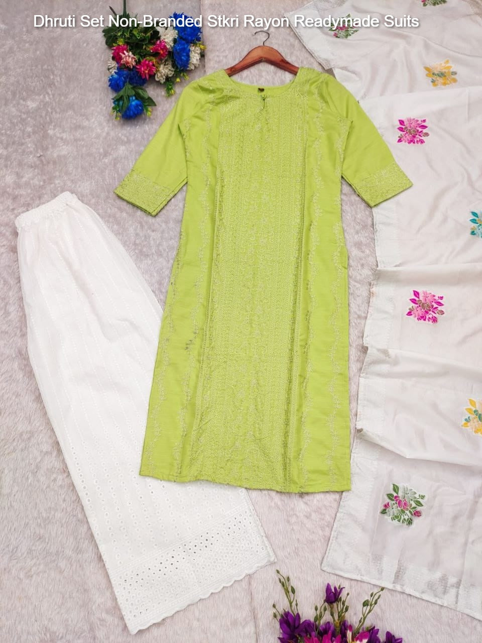Dhruti Set Non-Branded Stkri Rayon Readymade Suits