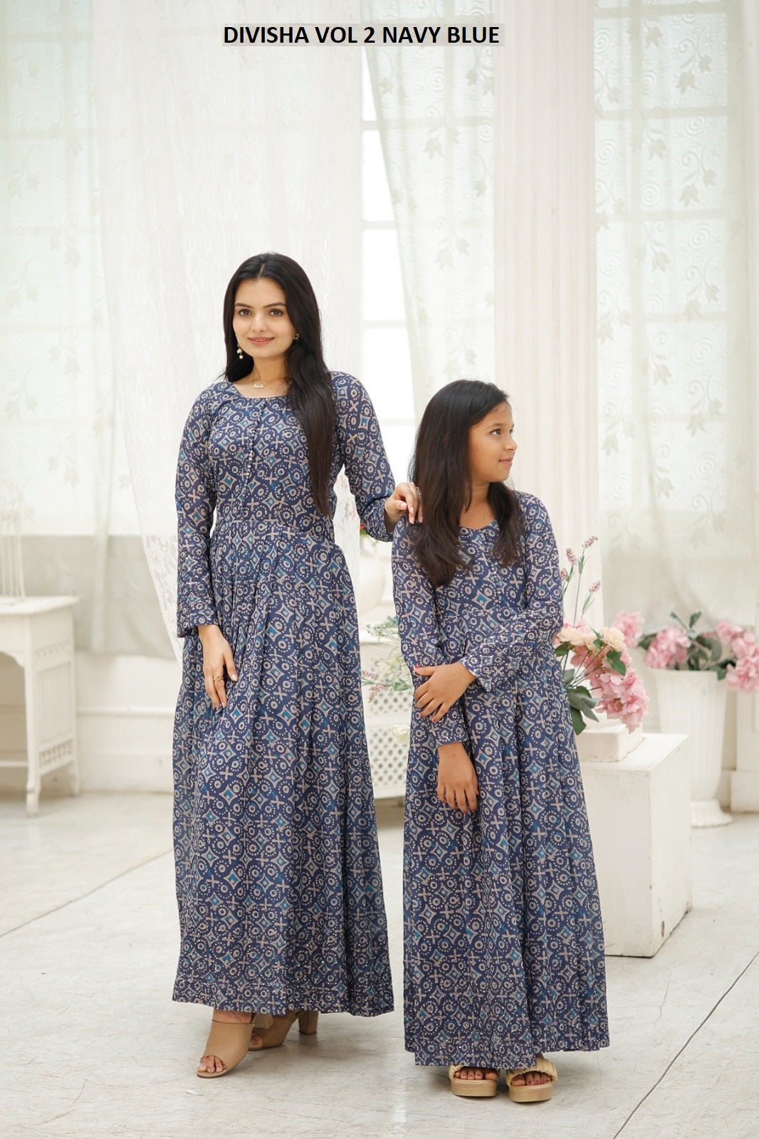Divisha Vol 2 Navy Blue Aayaa Print One Piece Gown
