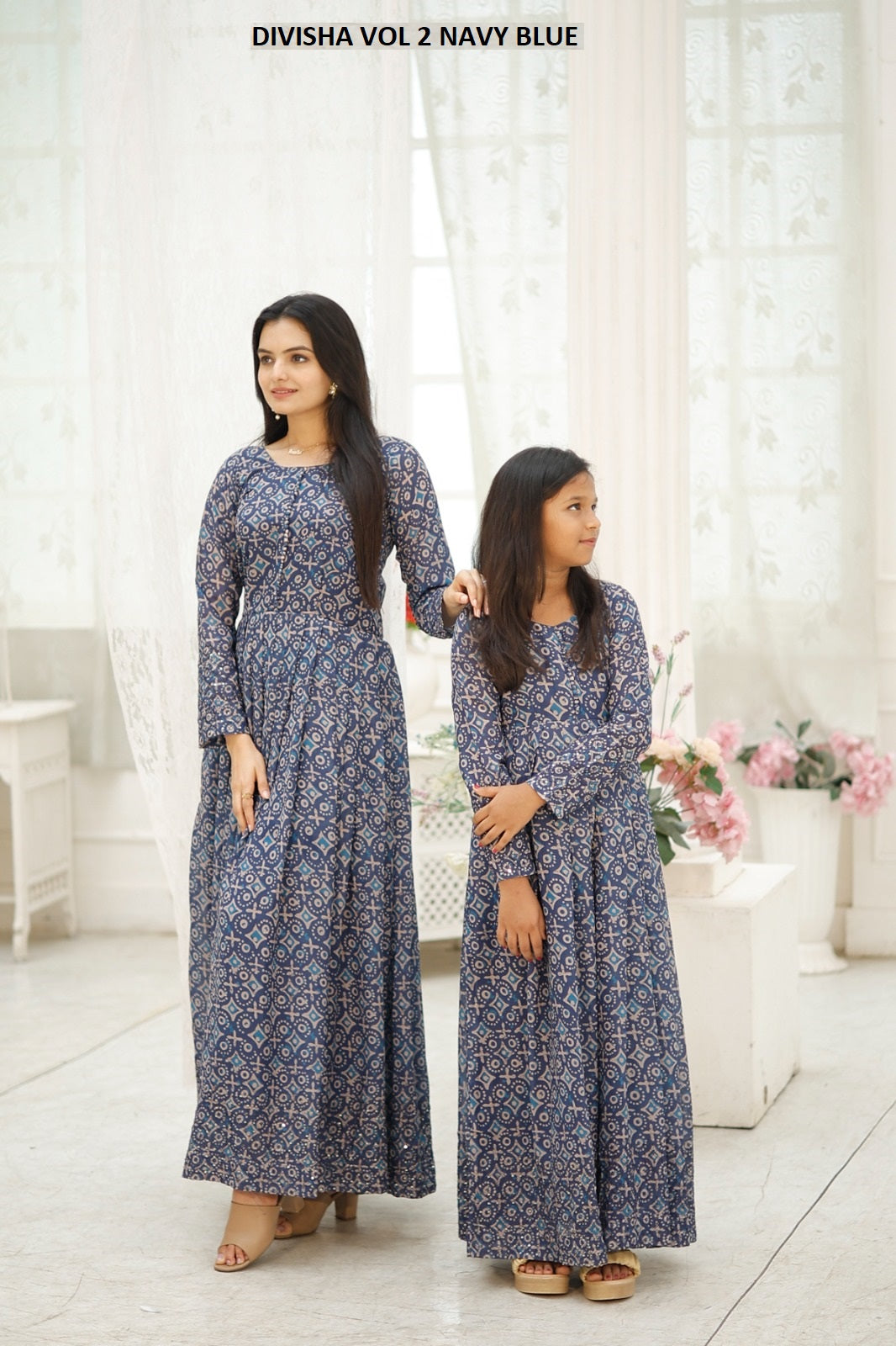Divisha Vol 2 Navy Blue Aayaa Print One Piece Gown