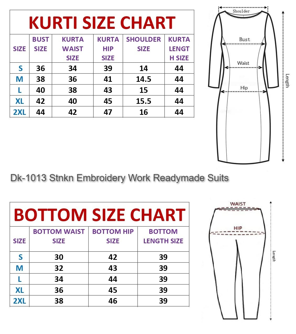 Dk-1013 Stnkn Embroidery Work Readymade Suits