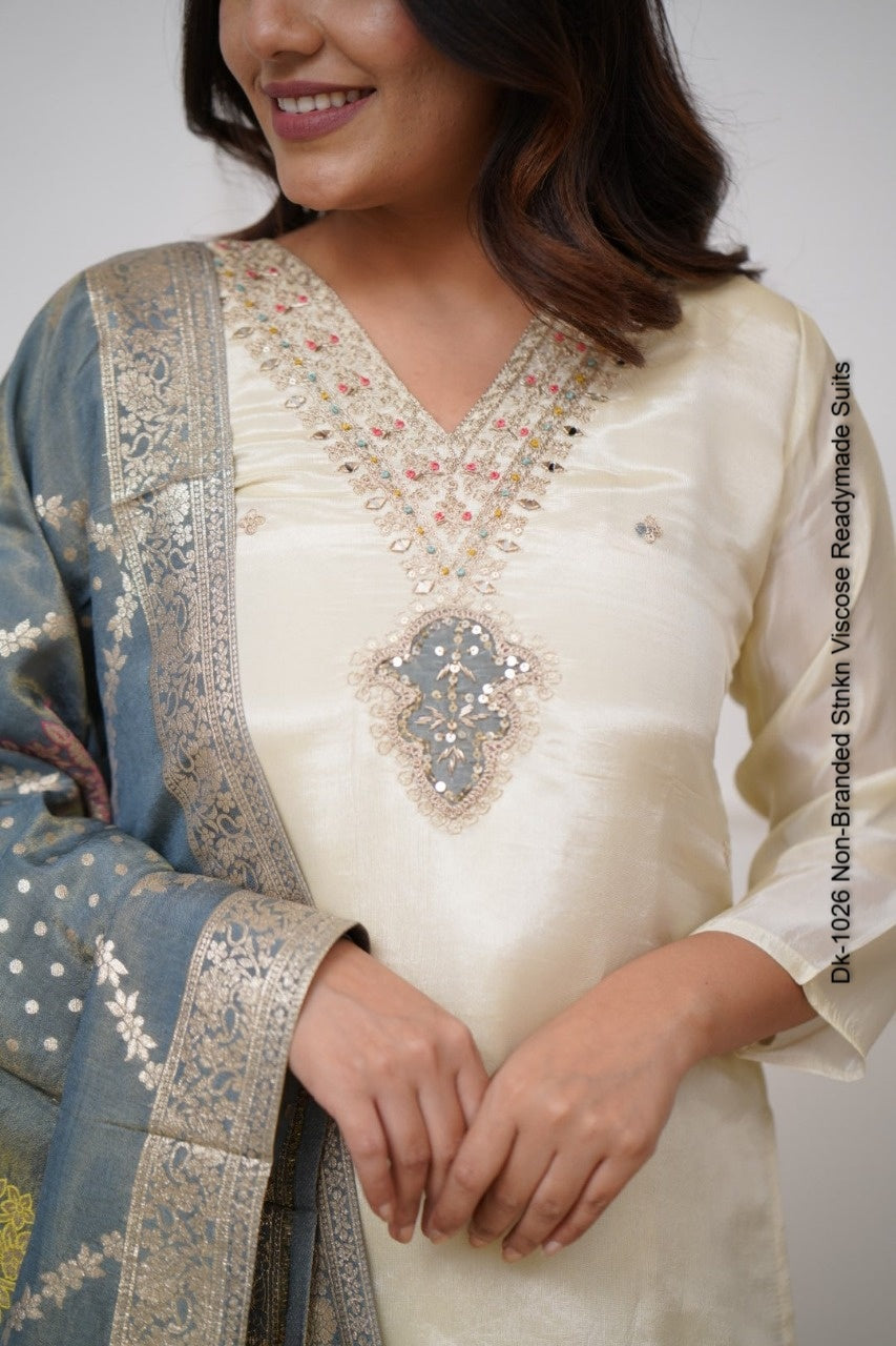 Dk-1026 Non-Branded Stnkn Viscose Readymade Suits