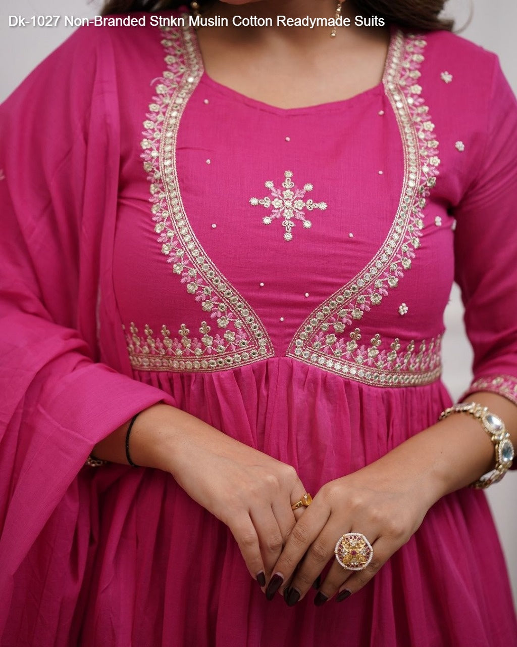 Dk-1027 Non-Branded Stnkn Muslin Cotton Readymade Suits