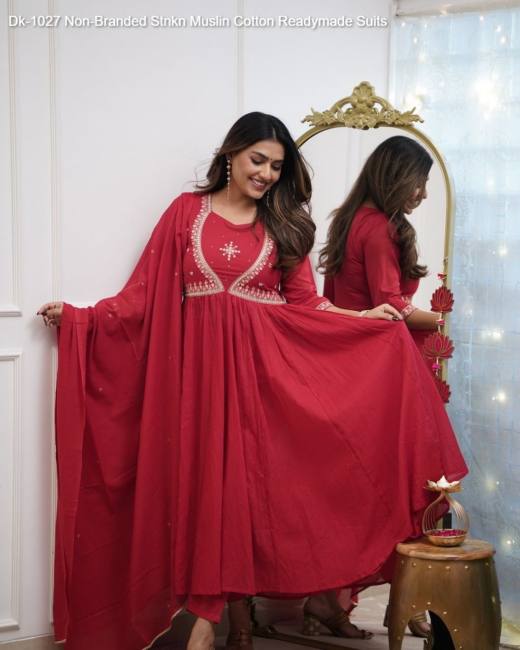 Dk-1027 Non-Branded Stnkn Muslin Cotton Readymade Suits
