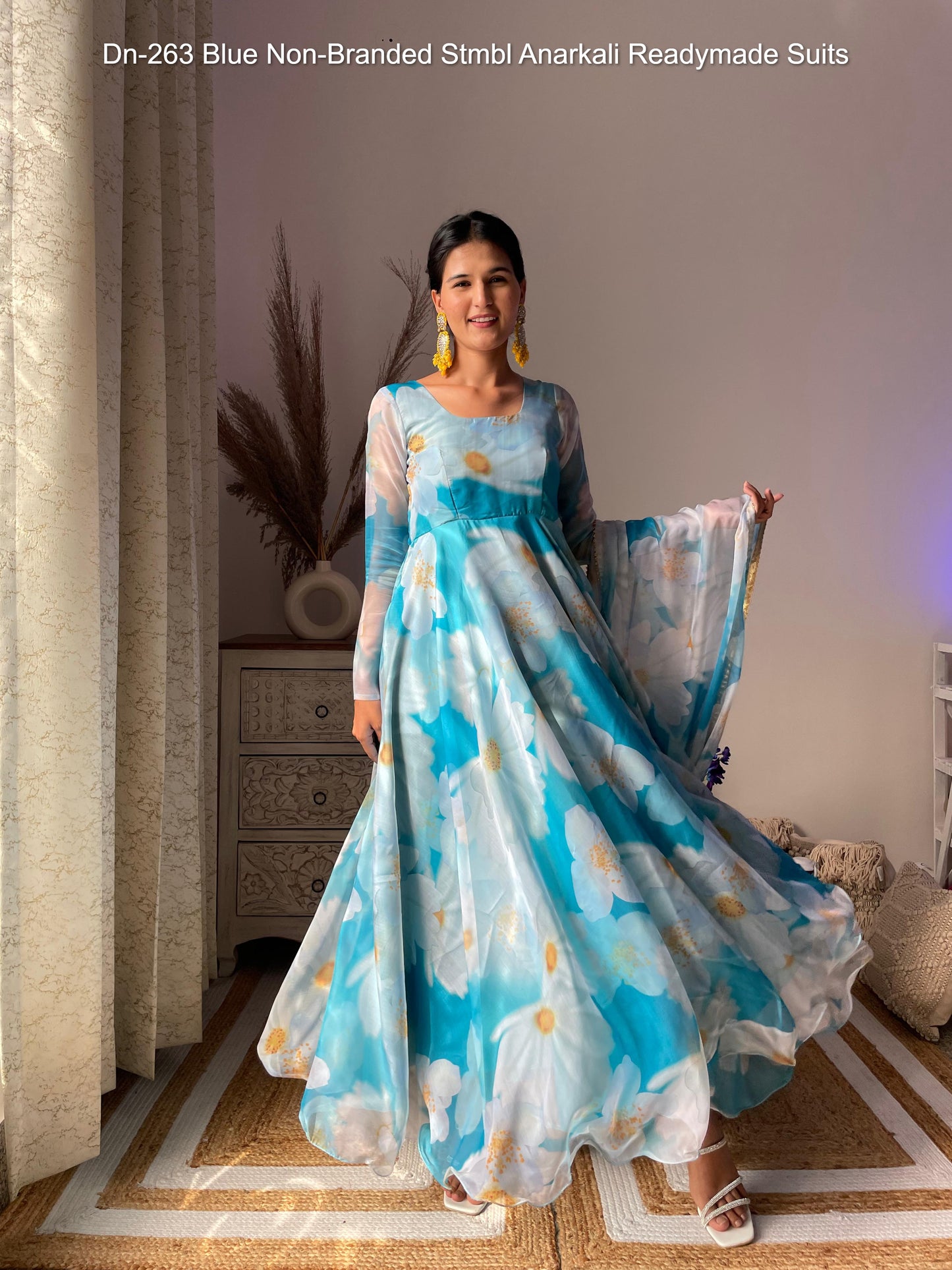 Dn-263 Blue Non-Branded Stmbl Anarkali Readymade Suits