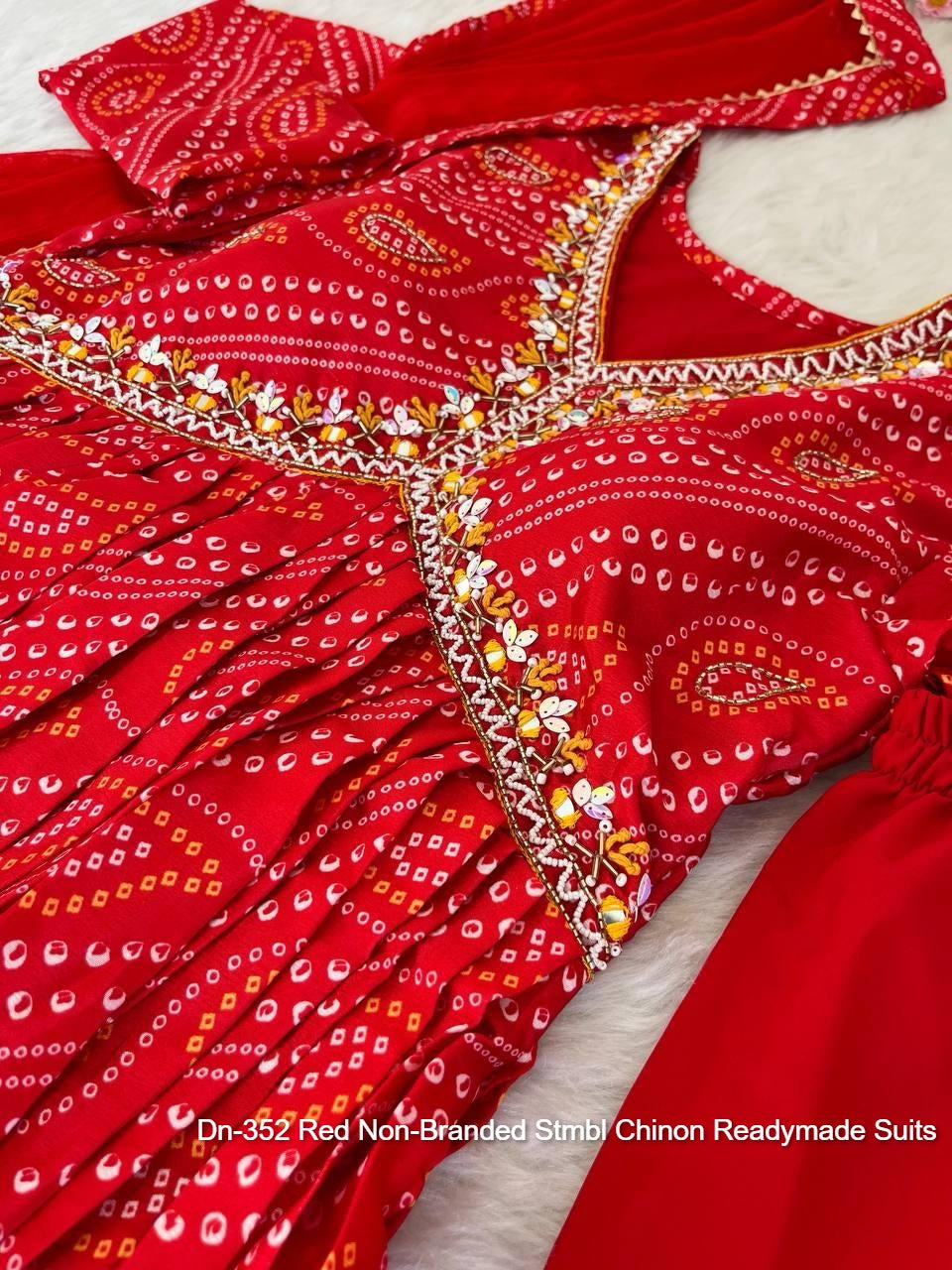 Dn-352 Red Non-Branded Stmbl Chinon Readymade Suits