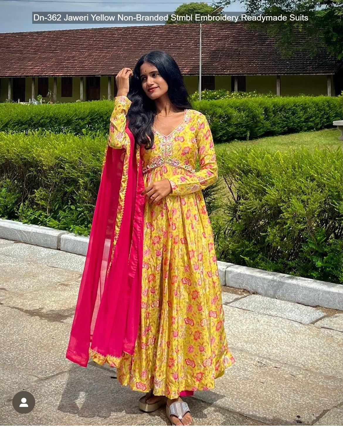 Dn-362 Jaweri Yellow Non-Branded Stmbl Embroidery Readymade Suits