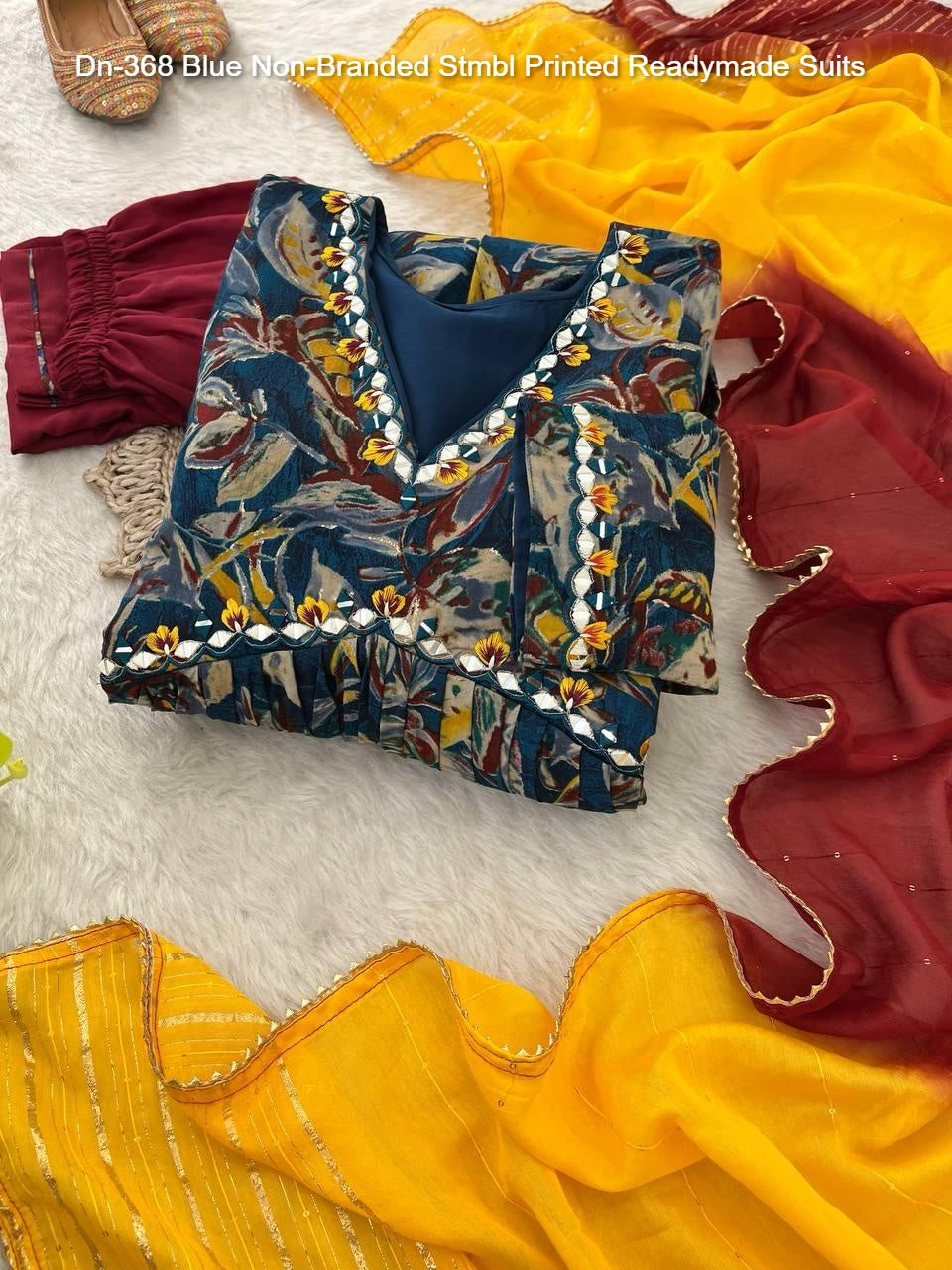 Dn-368 Blue Non-Branded Stmbl Printed Readymade Suits