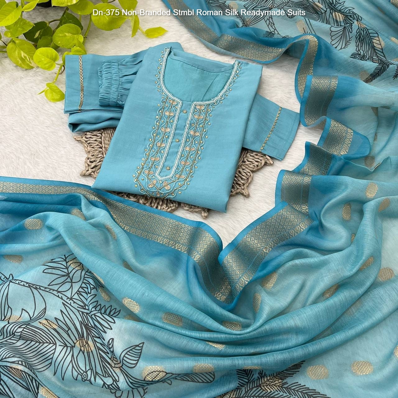 Dn-375 Non-Branded Stmbl Roman Silk Readymade Suits