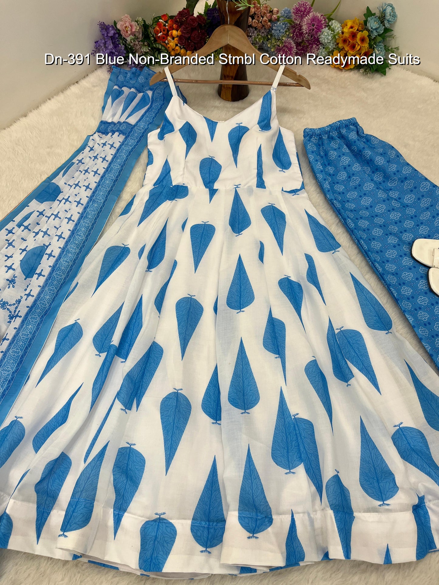 Dn-391 Blue Non-Branded Stmbl Cotton Readymade Suits