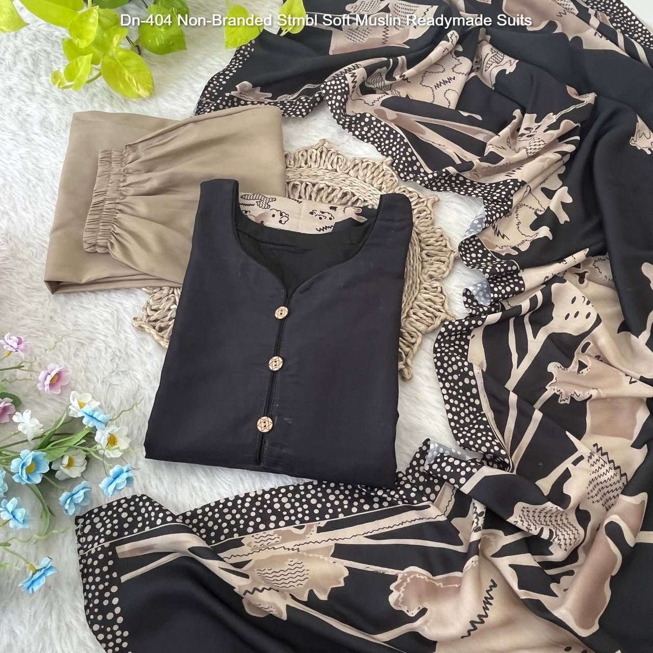 Dn-404 Non-Branded Stmbl Soft Muslin Readymade Suits