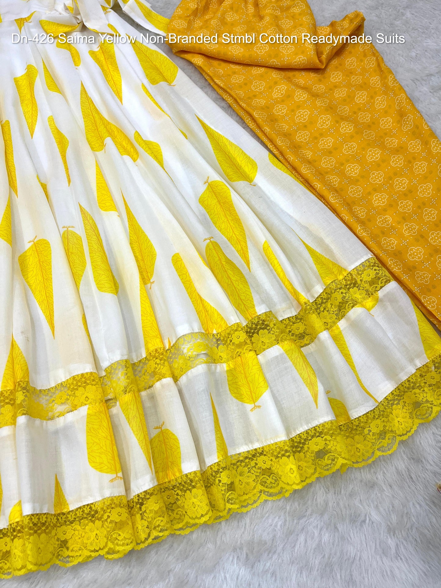 Dn-426 Saima Yellow Non-Branded Stmbl Cotton Readymade Suits