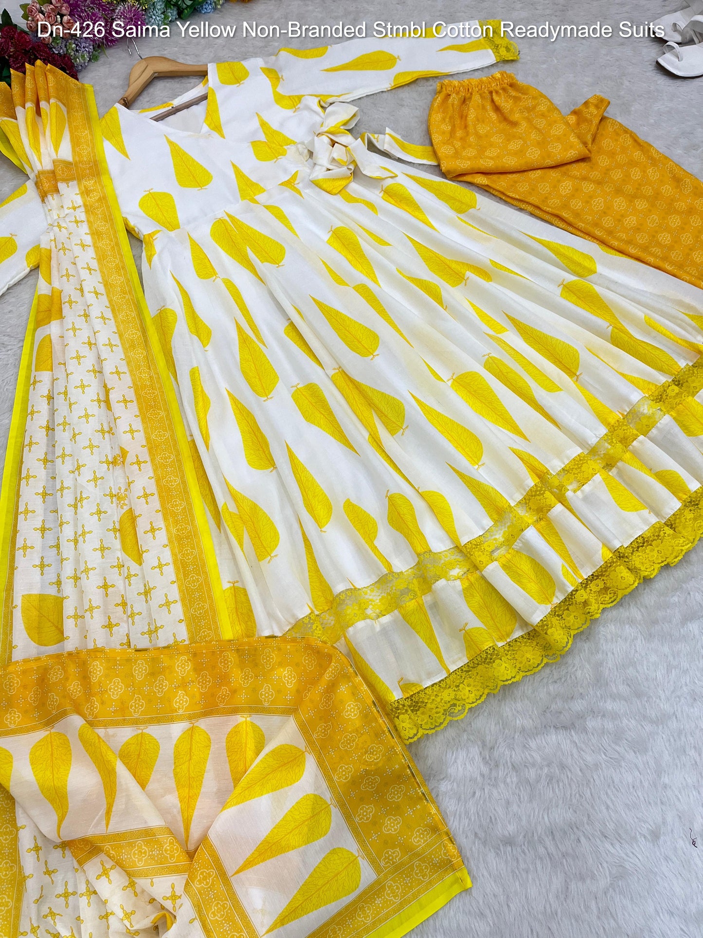 Dn-426 Saima Yellow Non-Branded Stmbl Cotton Readymade Suits