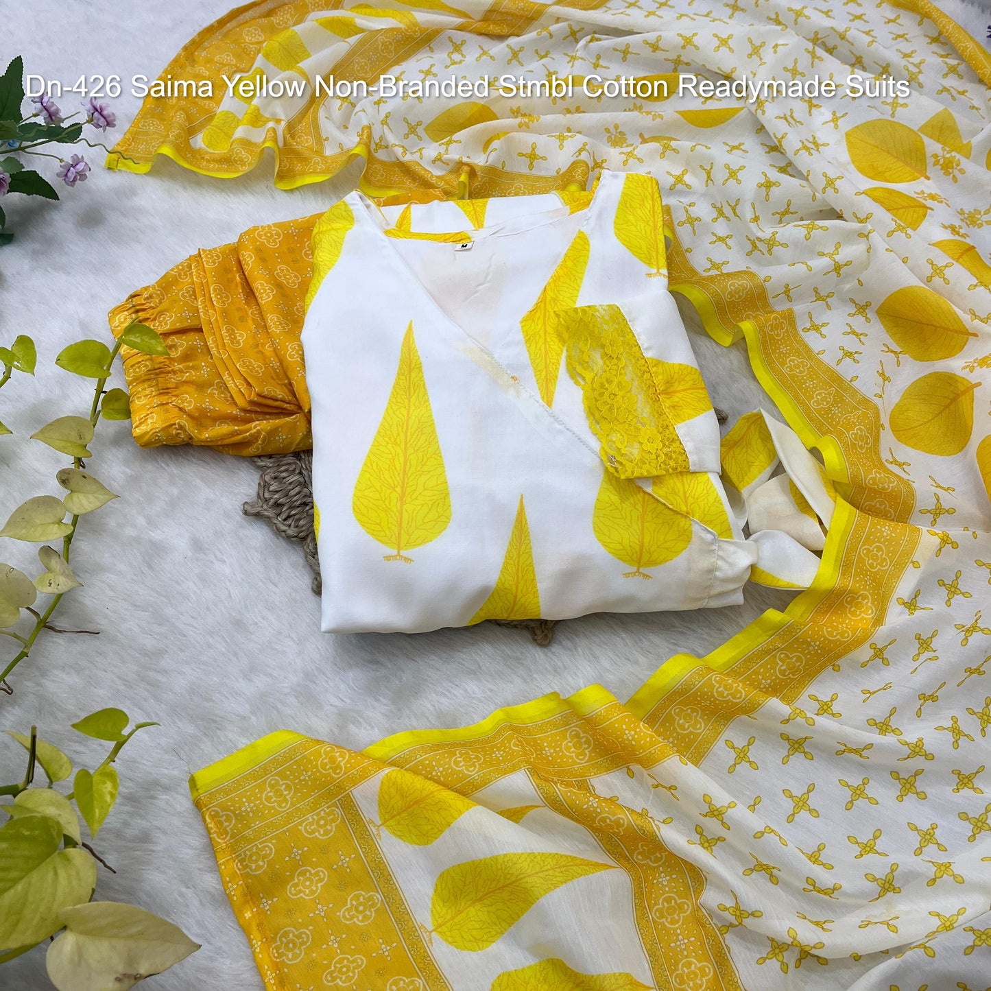 Dn-426 Saima Yellow Non-Branded Stmbl Cotton Readymade Suits