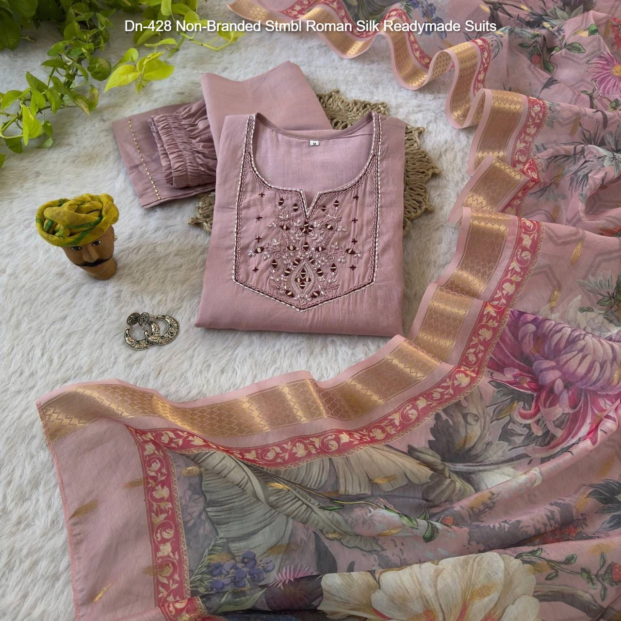 Dn-428 Non-Branded Stmbl Roman Silk Readymade Suits