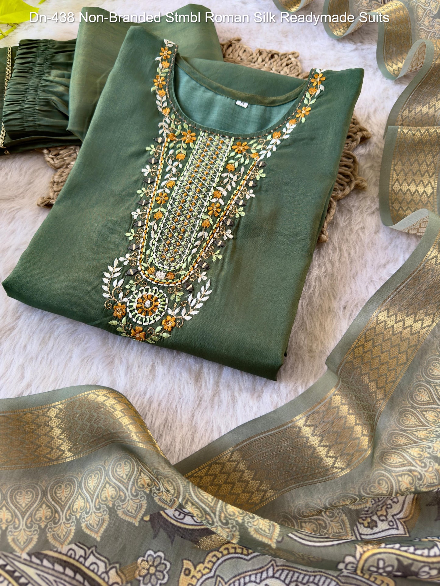 Dn-438 Non-Branded Stmbl Roman Silk Readymade Suits