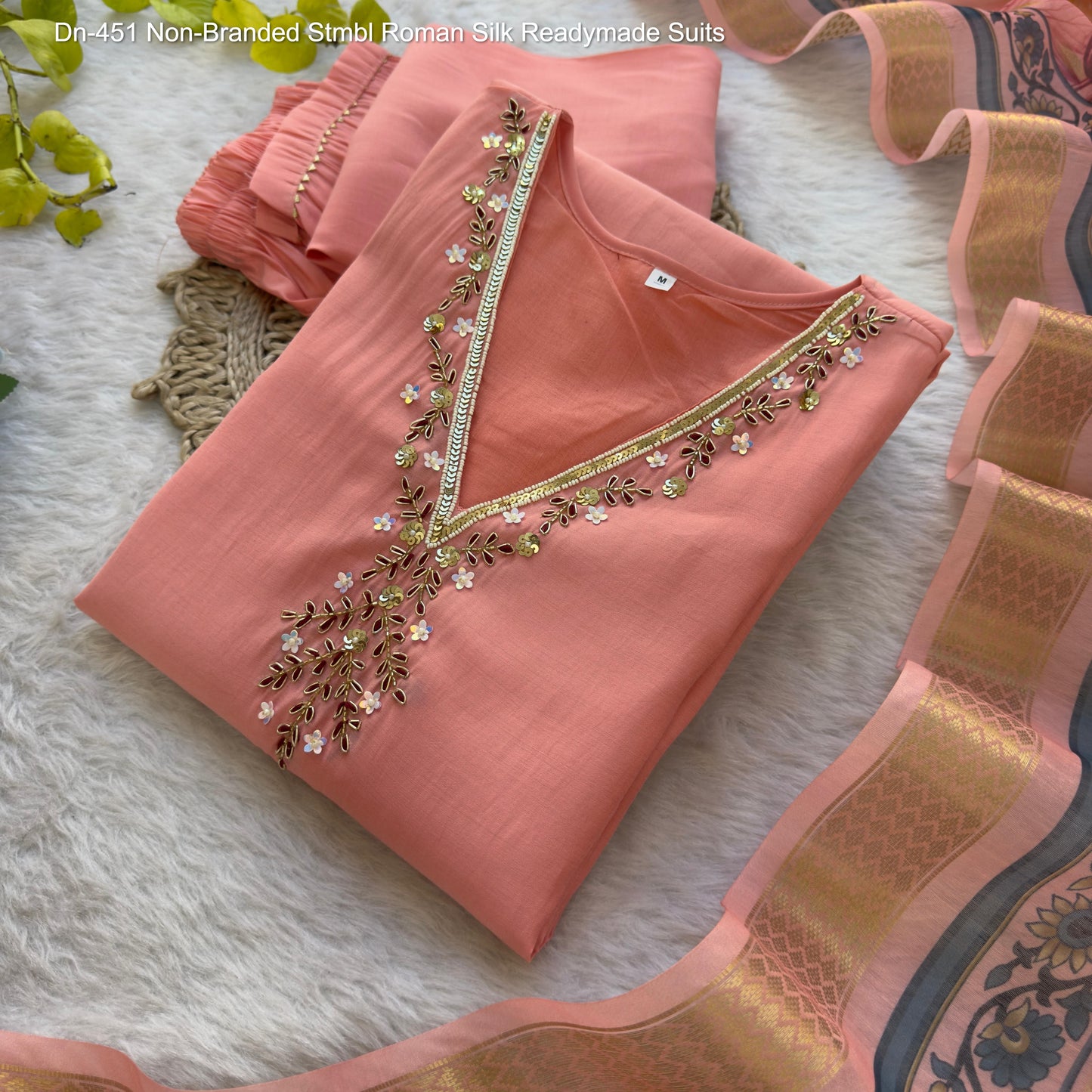 Dn-451 Non-Branded Stmbl Roman Silk Readymade Suits