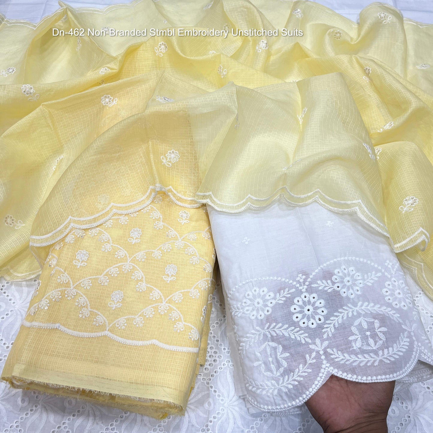 Dn-462 Non-Branded Stmbl Embroidery Unstitched Suits