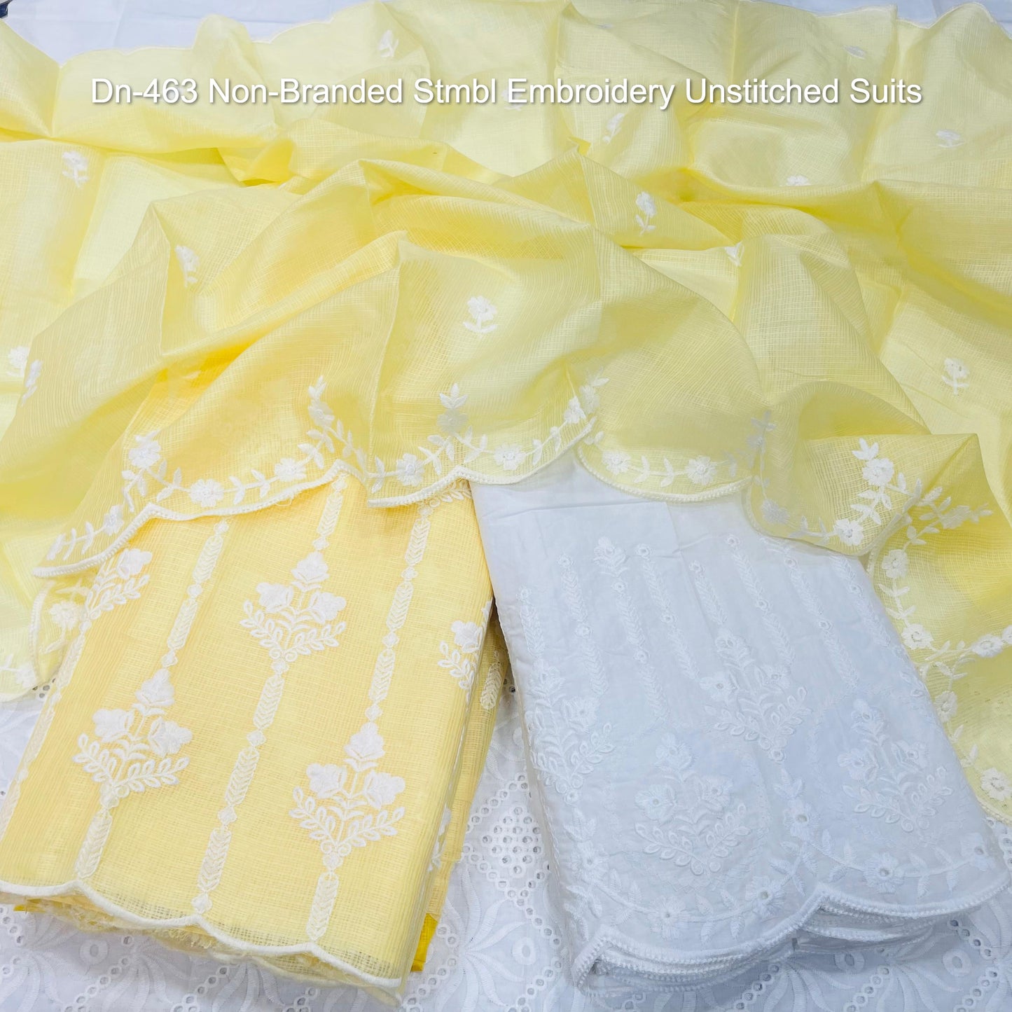 Dn-463 Non-Branded Stmbl Embroidery Unstitched Suits