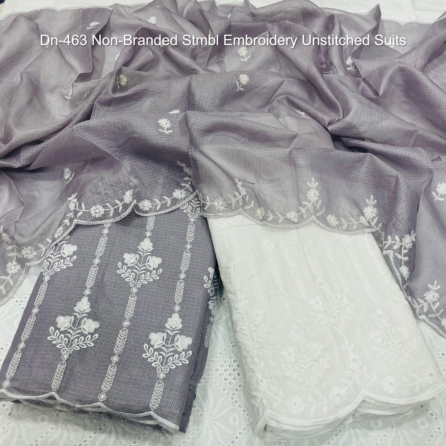 Dn-463 Non-Branded Stmbl Embroidery Unstitched Suits