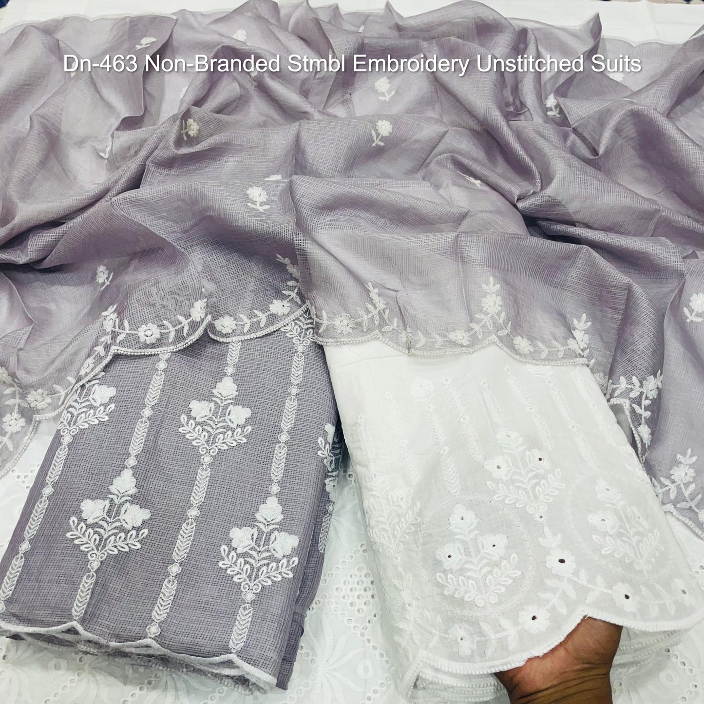 Dn-463 Non-Branded Stmbl Embroidery Unstitched Suits
