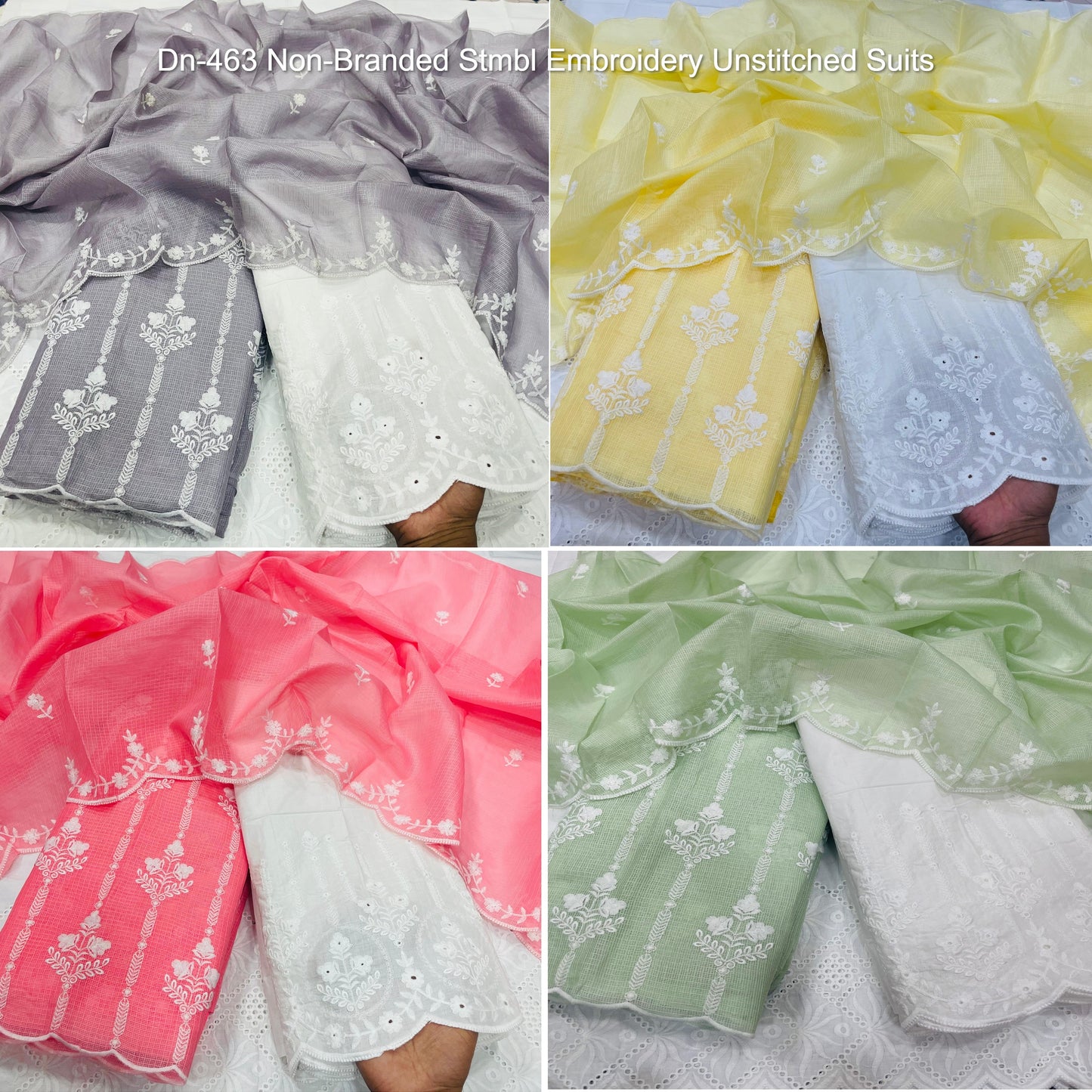 Dn-463 Non-Branded Stmbl Embroidery Unstitched Suits