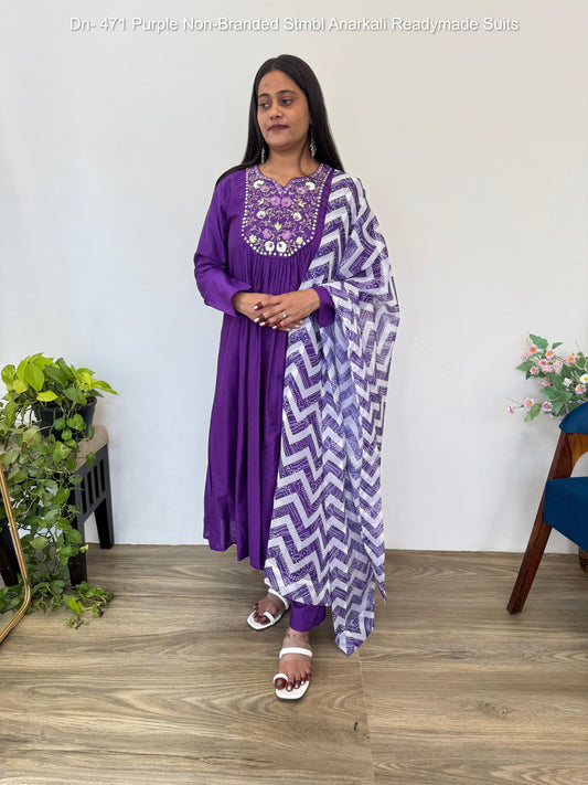 Dn- 471 Purple Non-Branded Stmbl Anarkali Readymade Suits