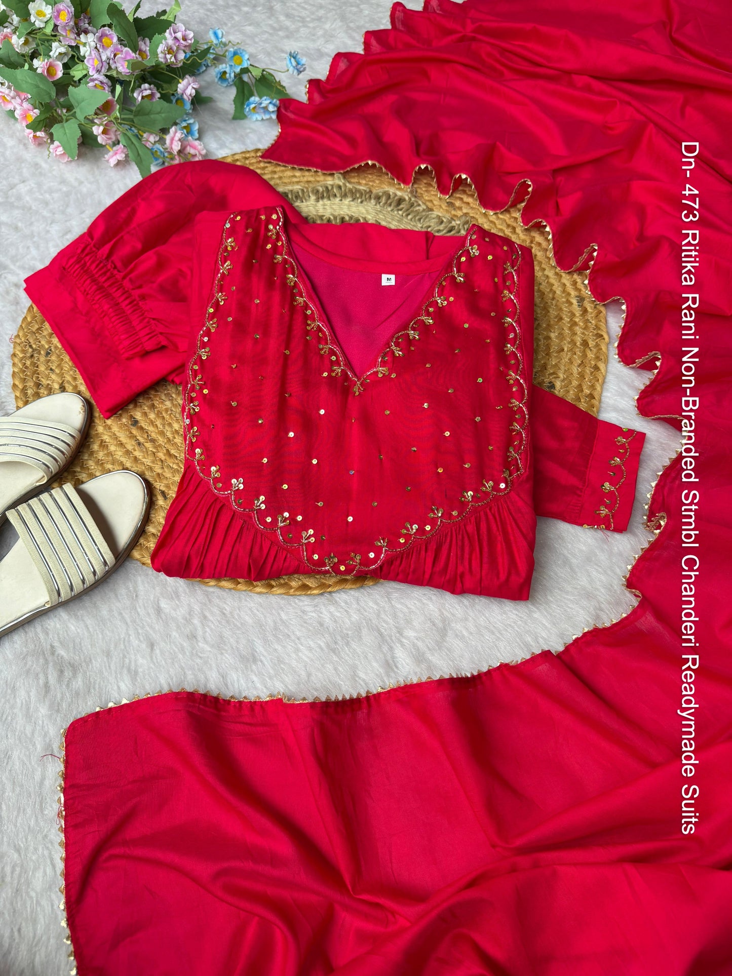 Dn- 473 Ritika Rani Non-Branded Stmbl Chanderi Readymade Suits
